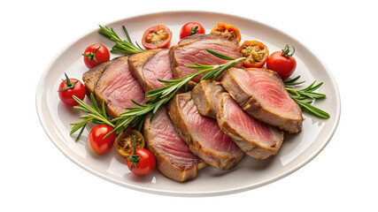 Exquisite Sliced Roast Beef Tenderloin with Rosemary and Cherry Tomatoes