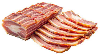 A Mouthwatering Display of Freshly Sliced Bacon, Perfect for Breakfast or Cooking