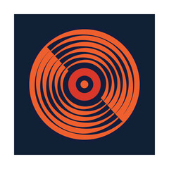 Abstract geometric orange and navy blue concentric circle design with modern artistic appeal