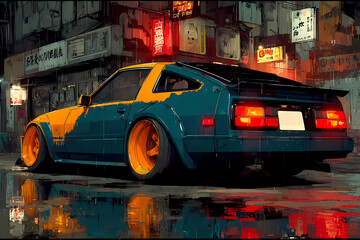 Classic jdm japanese car, poster art