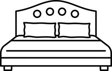 Minimalist Bed Frame with Simple Black Outline on White Background

