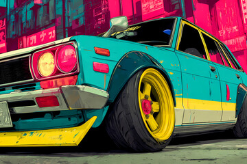 Classic jdm japanese car, poster art