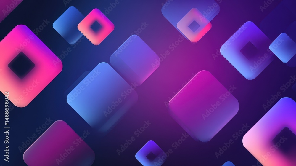 Poster abstract background with vivid neon gradient squares design for modern tech presentation
