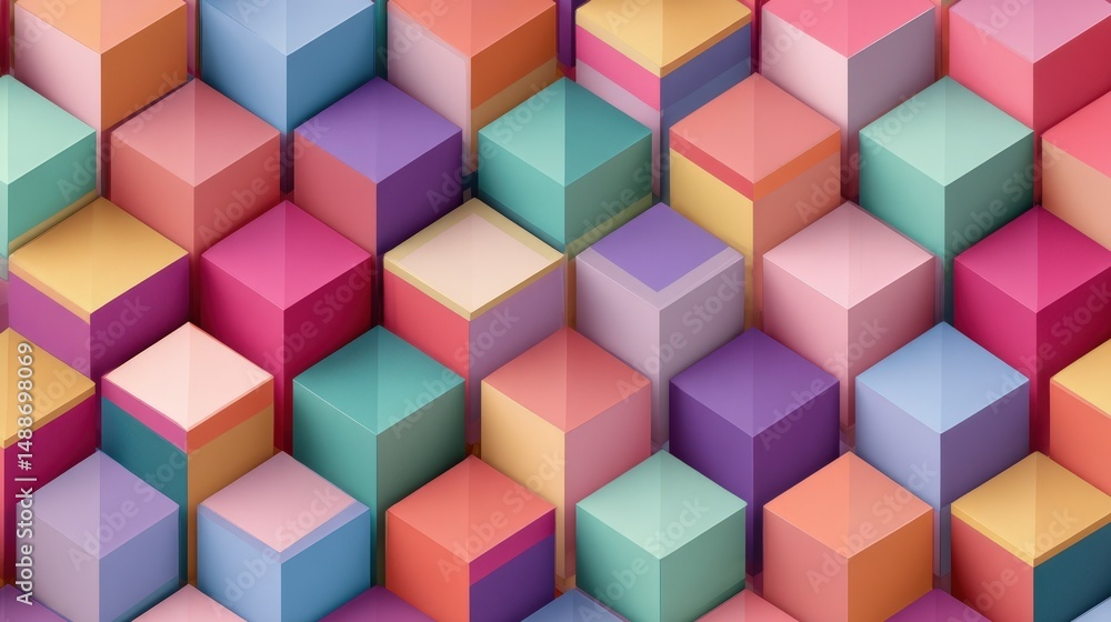 Poster colorful 3d cubes abstract geometric pattern background texture design