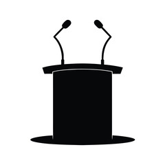 Podium and Debate Stand Silhouette Vectors.
