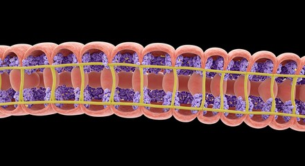 Naklejka premium Detailed Microscopic View of Cellular Structure and Tissue Organization in Biological Research