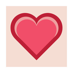 Simple and modern vector illustration of a three layered heart shape design on pink background.