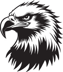 Eagle head silhouette black and white vector 