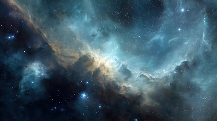 Fototapeta premium Stunning Nebula in Deep Space Cosmic Clouds and Distant Stars A breathtaking view of celestial wonders
