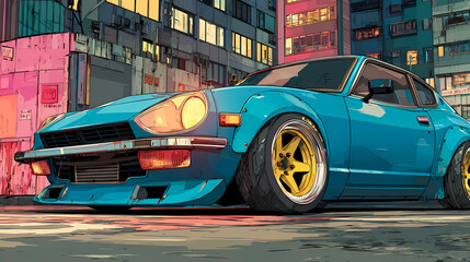 Classic jdm japanese car, poster art