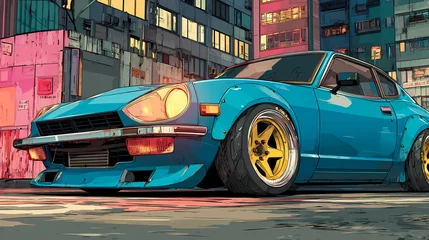 Classic jdm japanese car, poster art © Album Art Vibes