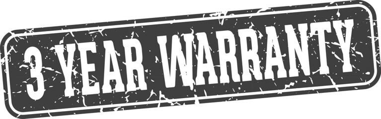 3 year warranty rectangular sign. 3 year warranty stamp