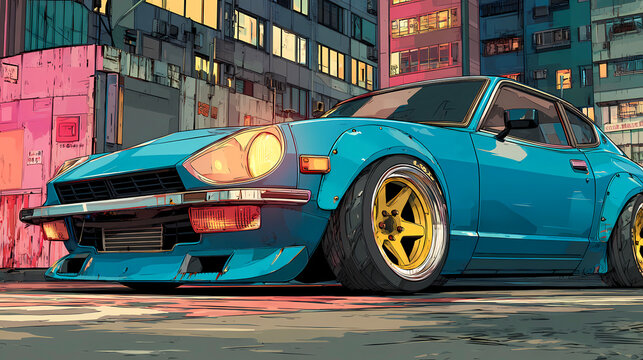 Classic jdm japanese car, poster art