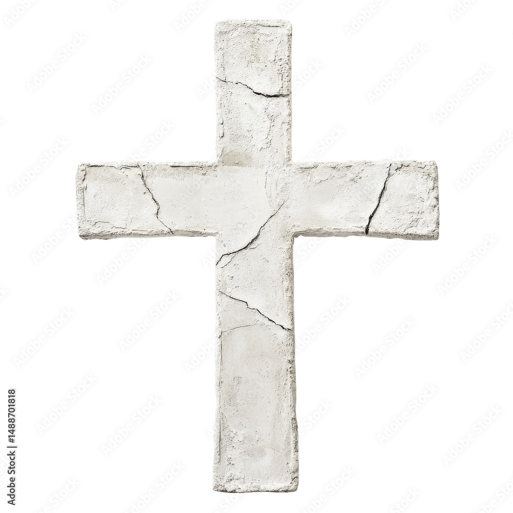 Poster plaster cross displayed against a neutral transparent background highlighting intricate details and 