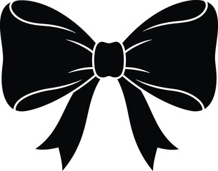 Black Bow Ribbon Icon Minimalist Vector Graphic


