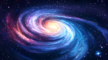 Vibrant Swirling Galaxy with Glowing Stars and Cosmic Colors