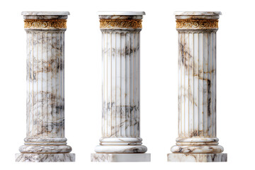 Obraz premium Three elegant marble columns with gold accents classic architecture design