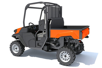 UTV Utility Vehicle 3D rendering on white background	