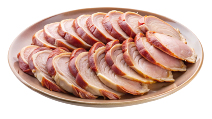 A plate of beautifully arranged sliced head cheese, creating an appetizing display