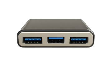 Unveiling the sleek USB hub a digital bridge for seamless connections amplifying productivity on transparent background