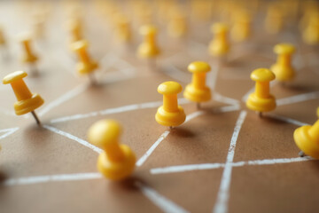 Abstract network of glowing nodes and lines, concept of digital data and connections.