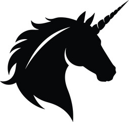 Black Silhouette of a Majestic Unicorn