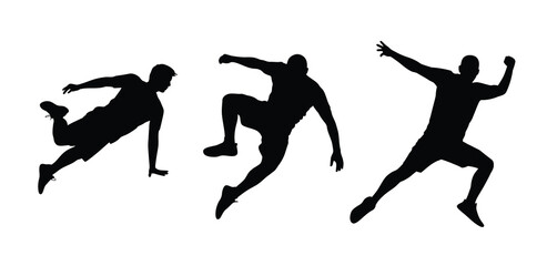Three Silhouettes of Men in Dynamic Jumping Poses