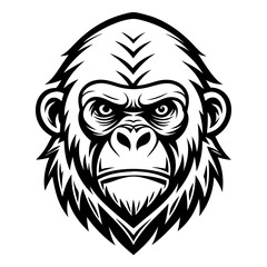 Fototapeta premium A stoic and powerful gorilla portrait, the image evokes a sense of strength and wildness, perfect for conveying raw emotion and a connection with nature. 