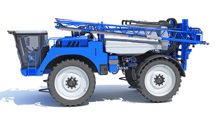 Self Propelled Farm Sprayer 3D rendering on white background