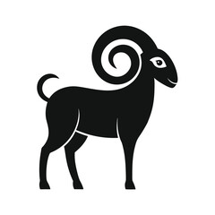 Elegant black silhouette illustration of a ram suitable for logo design and symbolism purposes