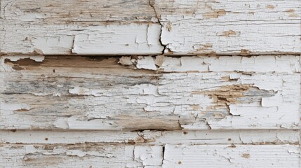 Weathered white wood planks with peeling paint