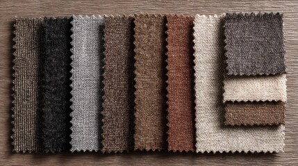 Variety of fabric swatches in different colors and textures