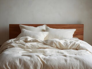 Enhance bedroom comfort with ivory linen duvet cover featuring plain weave pattern and breathable fiber