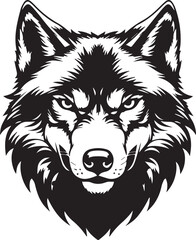 Silhouette of a Wolf Head icons black and white 