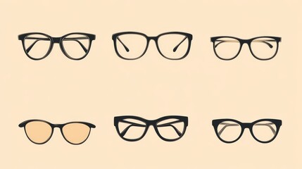 A compilation of contemporary artwork showcasing the outlines of numerous fashionable eyewear designs