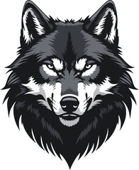 Silhouette of a Wolf Head icons black and white 