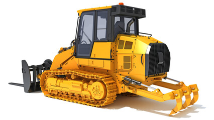 Track Loader heavy construction machinery 3D rendering on white background