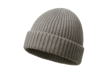 Knitted gray beanie providing cozy winter protection against chilly temperatures