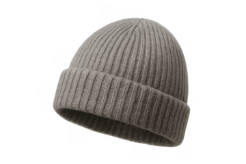 Knitted gray beanie providing cozy winter protection against chilly temperatures