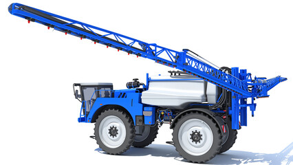 Self Propelled Farm Sprayer 3D rendering on white background