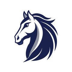 Elegant navy blue horse head logo design suitable for sports team branding or equestrian businesses