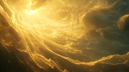 Golden Nebula Swirls in Deep Space with Soft Glowing Light