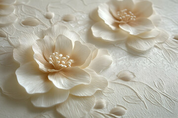 Elegant Cream Flowers on Textured Background for Decorative Art