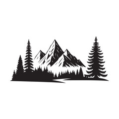 Obraz premium set of vector trees and mountain