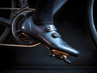 Enhance performance with cycling shoe clipped into pedal chainring showcasing secure design and power transfer