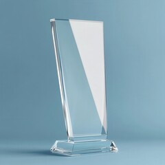 empty glass trophy mockup clear acrylic award design template for a transparent crystal prize plate.