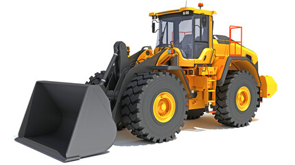 Wheel Dozer heavy construction machinery 3D rendering on white background