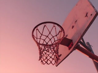Crimson basketball hoop viewed from side golden hardware details elevating court style and championship ambiance