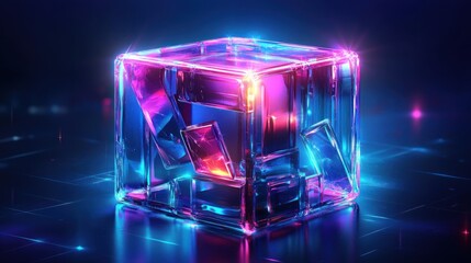 Abstract glowing cube