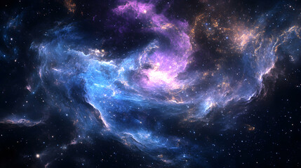 Ethereal Nebula in Vibrant Colors with Stars and Cosmic Dust